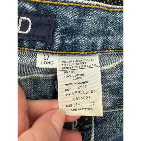 Cruel Girl Relaxed Jeans Womens 17 Long Medium Blue Tapered Leg AS IS Work Denim - Picture 5 of 12